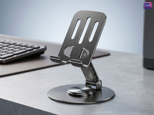 CTRL8 360 adjustable aluminum anti-slip phone stand with sturdy build and modern finish