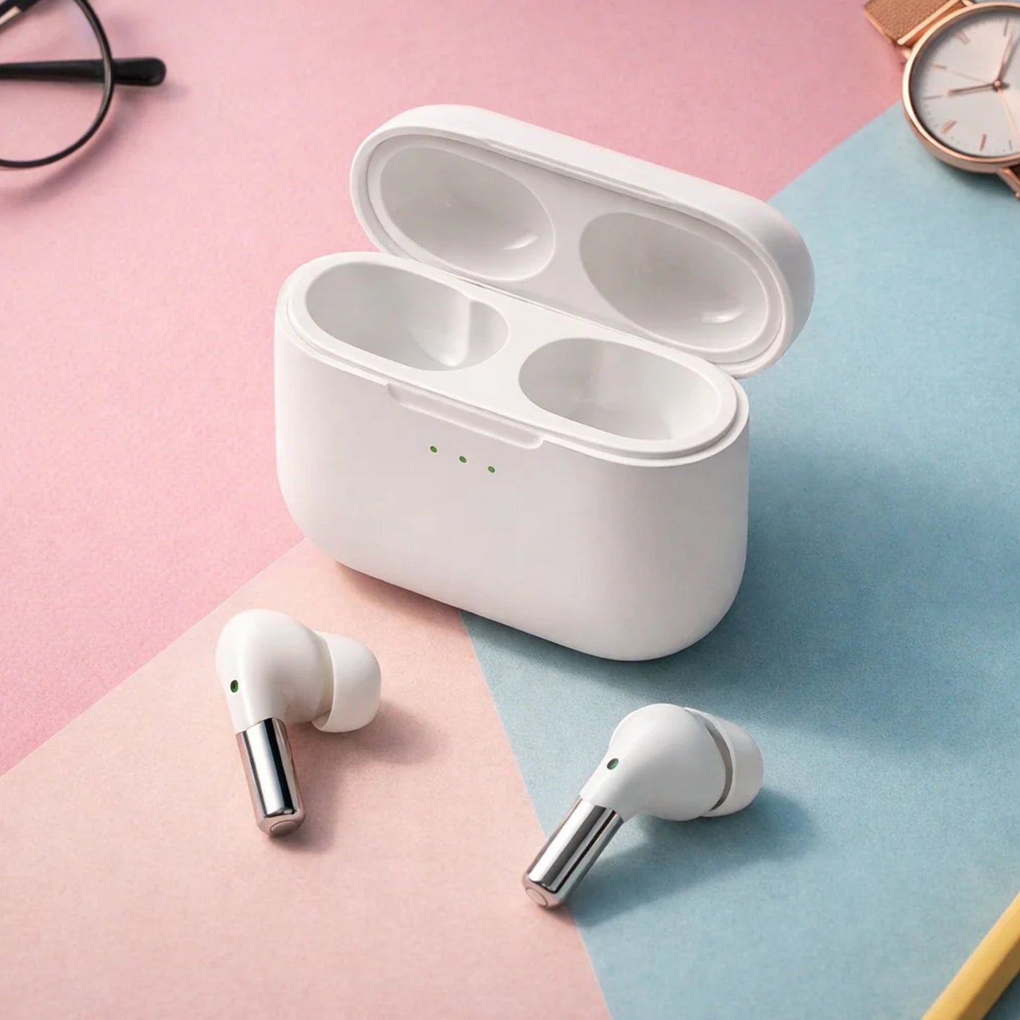 CTRL8 wireless gaming earbuds with mic featuring low latency and immersive sound in white
