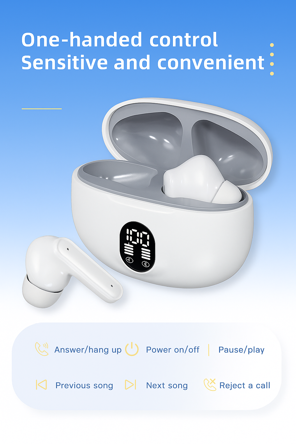 CTRL8 Yo2 Ultra Pro Earbuds-II featuring one-handed touch control and digital battery display for convenience
