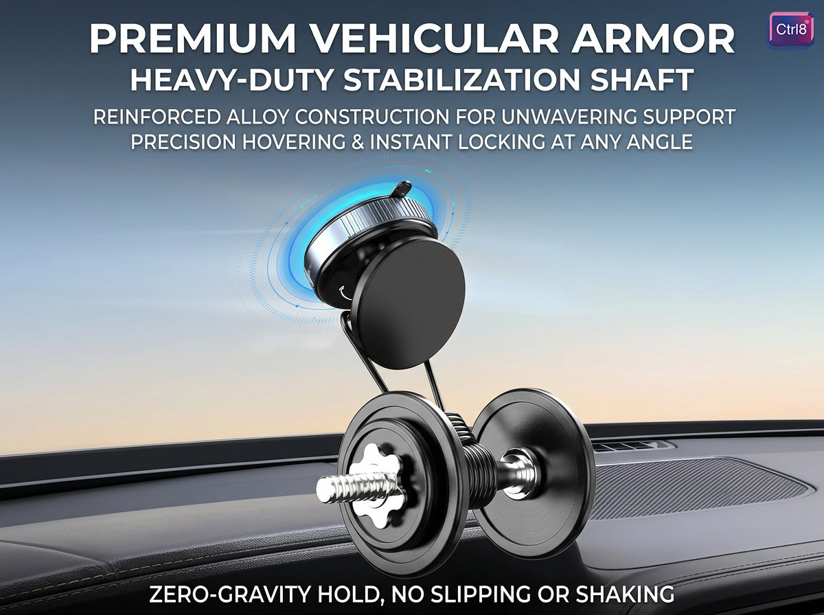CTRL8 360 Magnetic Mobile Phone Holder featuring heavy-duty stabilization shaft and zero-gravity hold