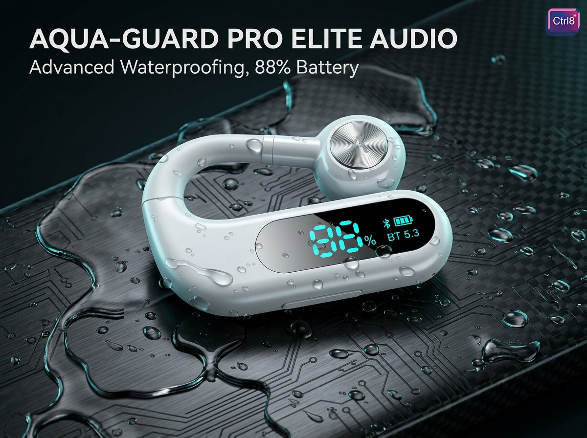 CTRL8 Smart Display Wireless Earbud BM with advanced waterproofing and 88% battery in white