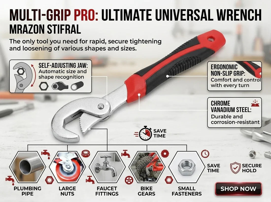 2Pcs Multi-Function Universal Snap Adjustable Wrench Spanner Set-US