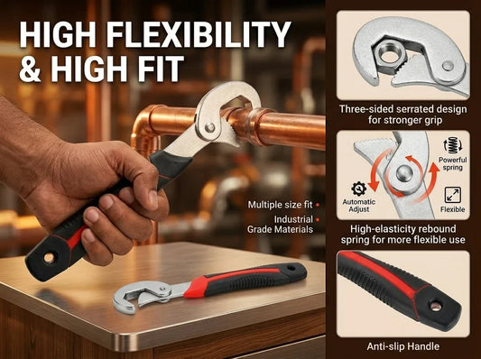 2Pcs Multi-Function Universal Snap Adjustable Wrench Spanner Set-US