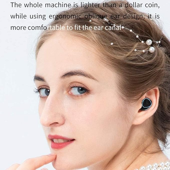 User wearing CTRL8 M10 Pro true wireless earbuds with ergonomic oblique ear design for comfortable fit