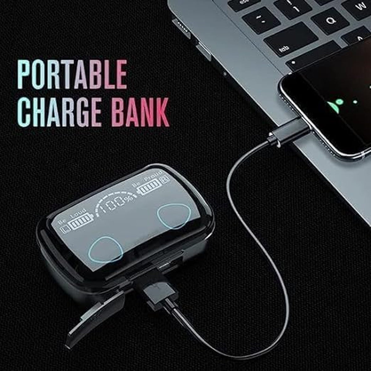 CTRL8 true wireless earbuds with in-built powerbank featuring digital power display and portable charging function