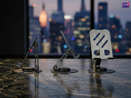 CTRL8 360 adjustable aluminum anti-slip phone stand with sleek design in default color
