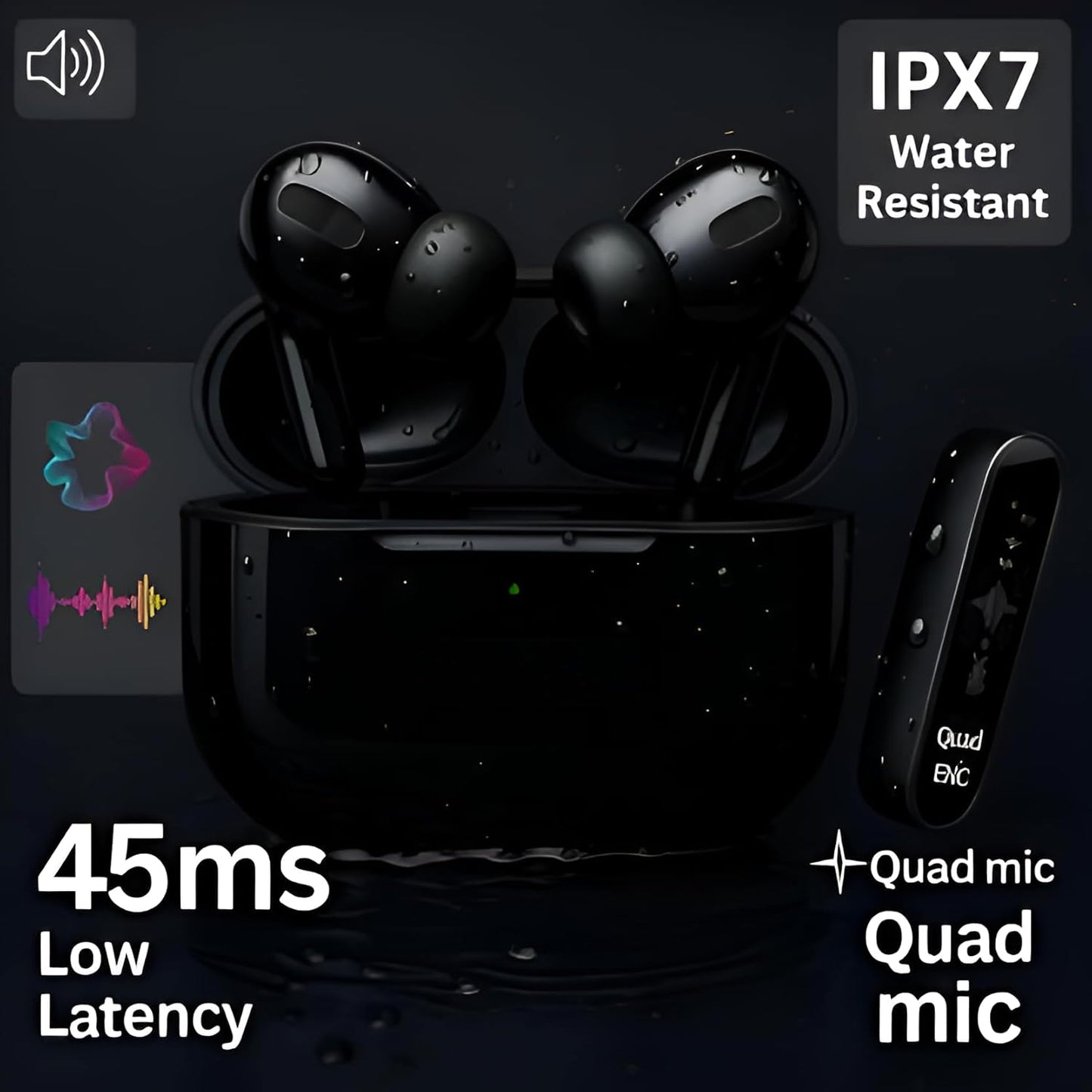 CTRL8 Wireless Airpods Pro 2-UB true wireless earbuds featuring IPX7 water resistance, quad mic, and 45ms low latency