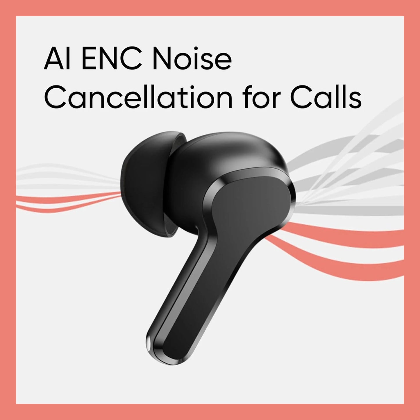 CTRL8 true wireless earbuds featuring AI ENC noise cancellation for crystal-clear calls in pure black