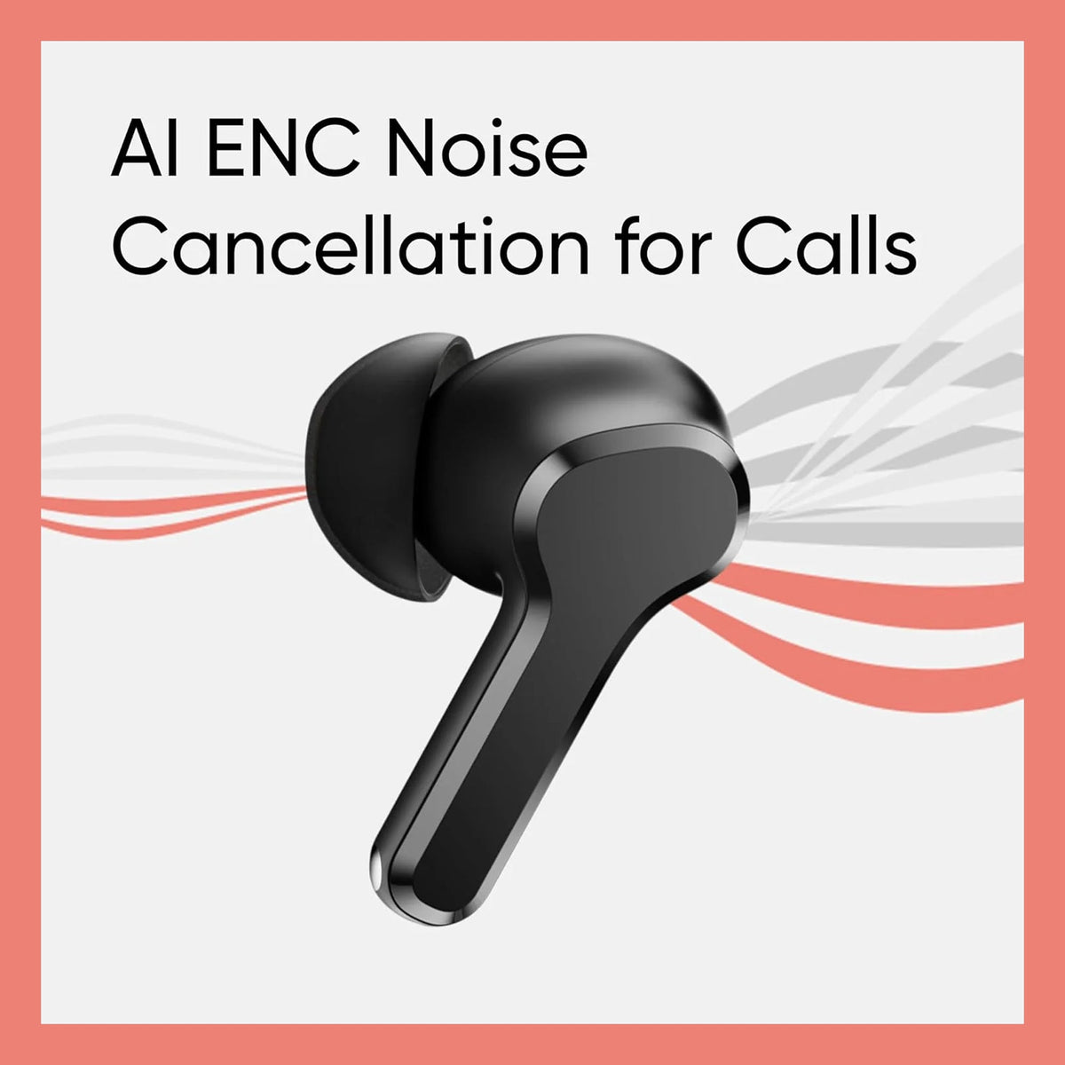 CTRL8 true wireless earbuds featuring AI ENC noise cancellation for crystal-clear calls in pure black