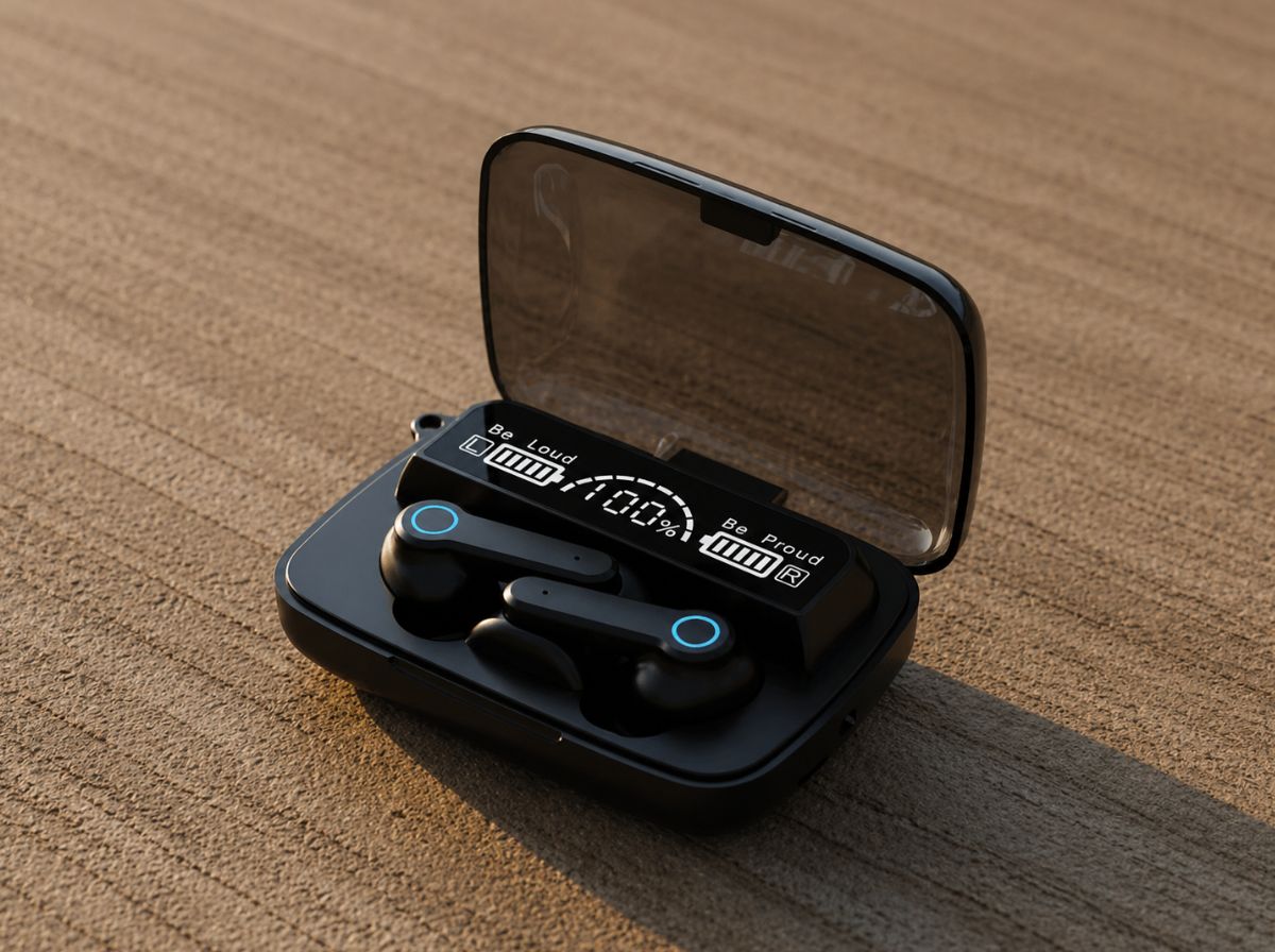 CTRL8 UltraBass M19 true wireless gaming earbuds with LED display and low latency in black