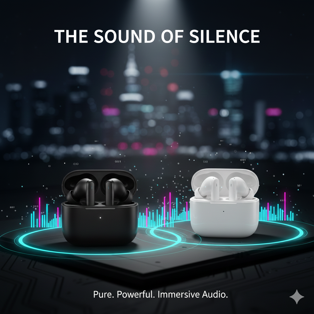 CTRL8 Wireless Airpods Pro 2-UB true wireless earbuds showcasing immersive audio with black and white variants