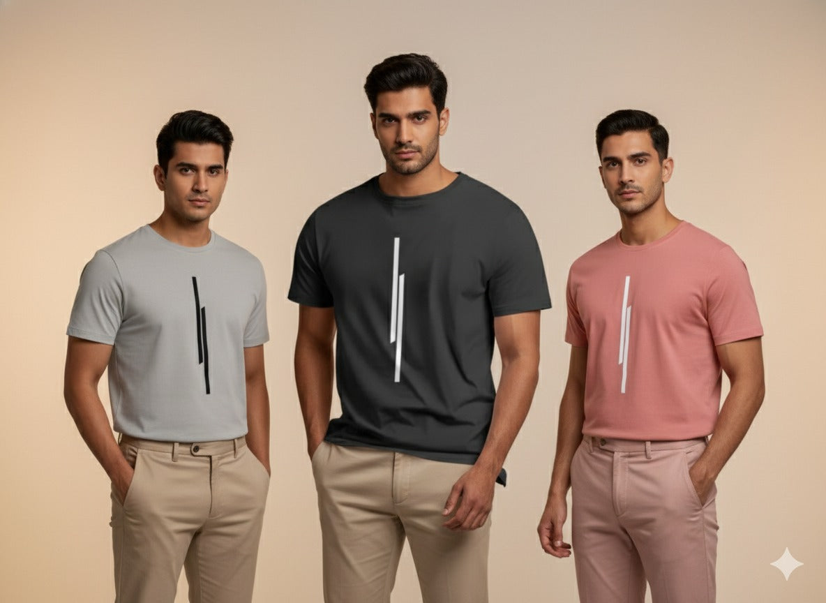 Men's Round Neck Graphic Printed T-Shirts Combo Pack of 3-US