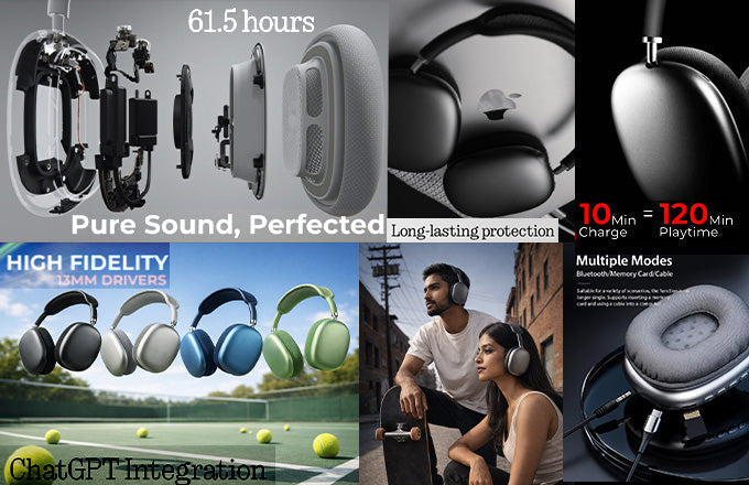 CTRL8 P9 Bluetooth headphones featuring 61.5 hours of playtime and high-fidelity 13mm drivers