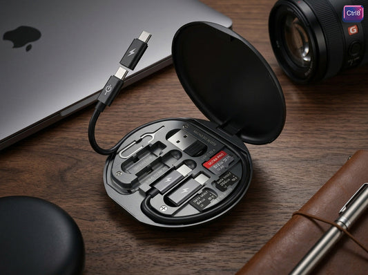 Compact CTRL8 5-in-1 Multi-Connector Fast Charging Cable Kit ideal for travel and mobile accessories